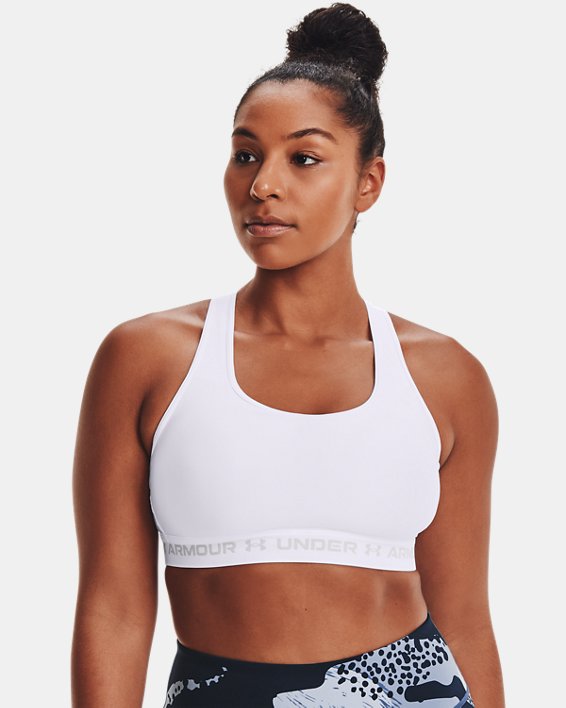 Women's Armour® Mid Crossback Sports Bra, White, pdpMainDesktop image number 3